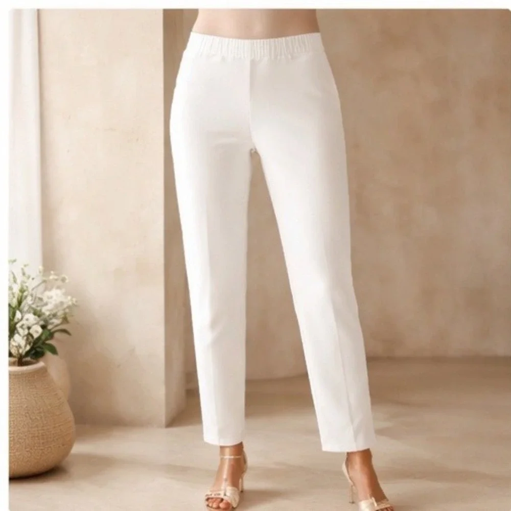 Chico's‎ 2 Fabulously Slimming Ankle Pants White Cotton Spandex  Large NWOT - Picture 3 of 10